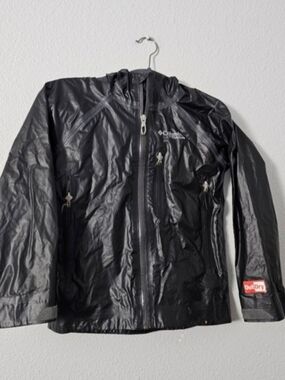 Columbia Black Kids Waterproof Hooded Rain Jacket Sz S